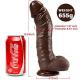 9 Inch Manual Curved Giant Realistic Chocolate-Colored Dildo