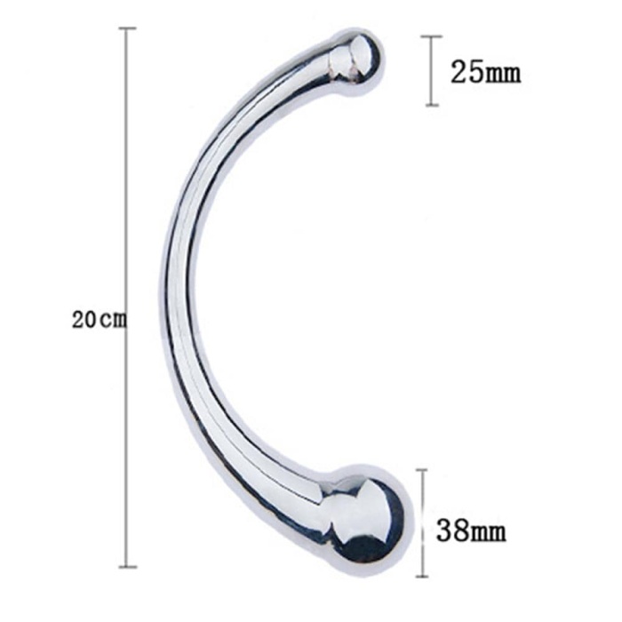 Double-Head Curve Shape Stainless Steel G-Spot Prostate Massager