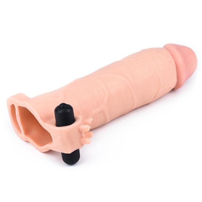 LOVETOY 7.9 Inch Thicker Longer Vibrating Realistic Penis Extension Sleeve
