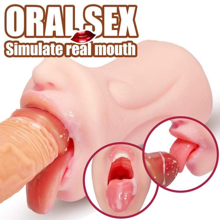 5.9Inch Pocket Pussy Realistic Mouth With 3D Teeth And Tongue
