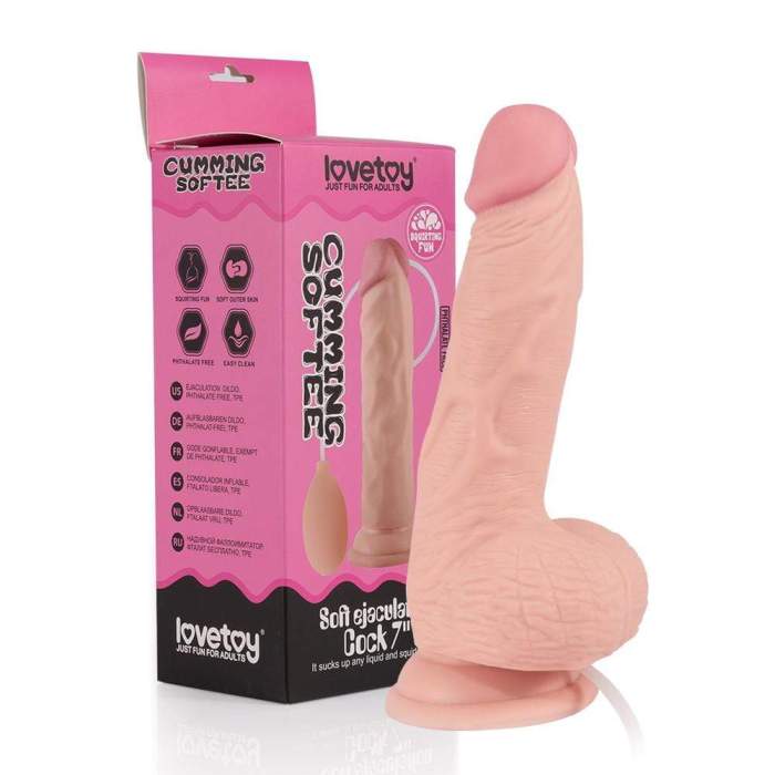 8 Inch Realistic Ejaculating Ultra-Soft Dildo With Suction Cup