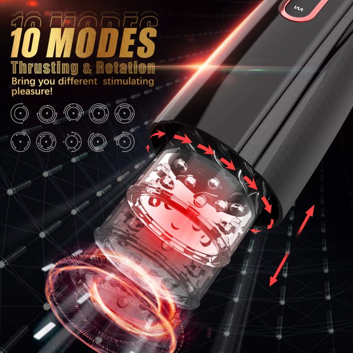 Hellofuntoys™ 10 Powerful Thrusting Rotating Hands Free Blowjobsex Machine