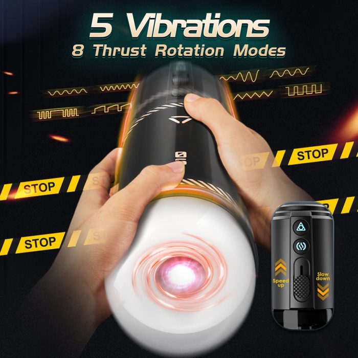 8 Thrusting & Rotating and 5 Vibrations Automatic Electric Male Masturbator Stroker