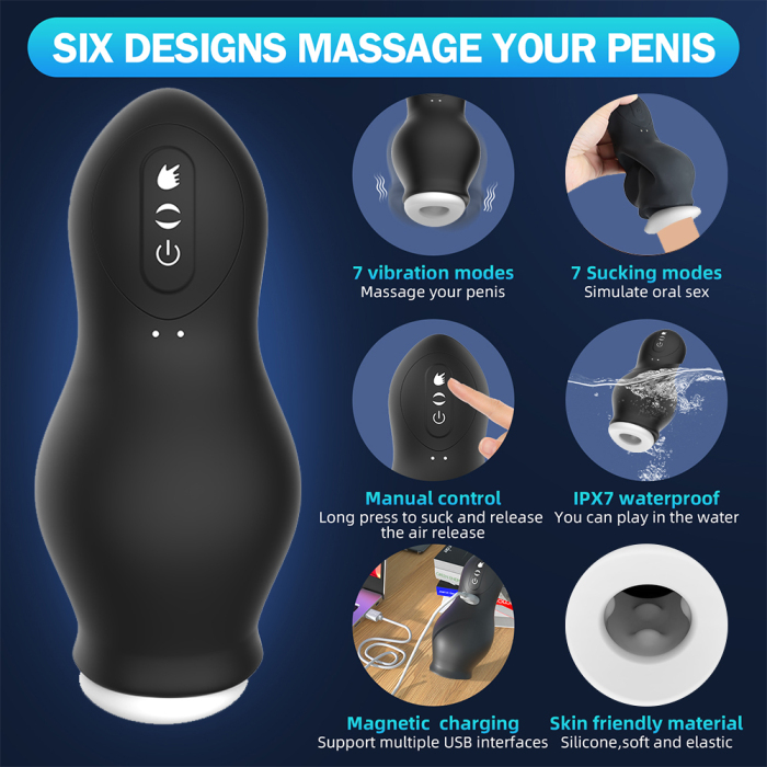 7speeds Real Air Sucking Male Masturbator Deep Throat Vibration Automatic Suction Adult Oral Sex Toys