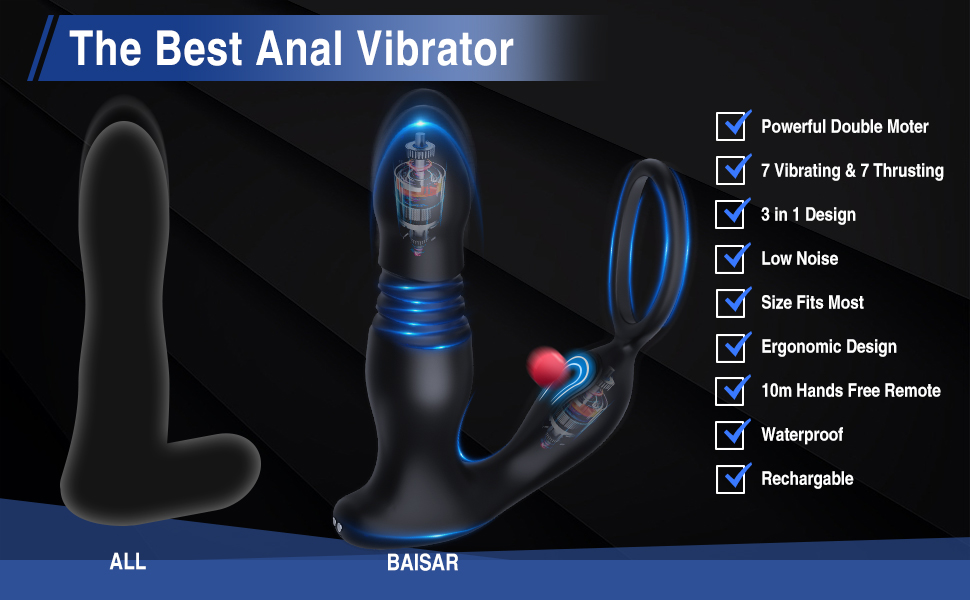 US$ 65.99 - 3 IN1 Remote Control 7 Vibrating 7 Thrusting Prostate Massager 