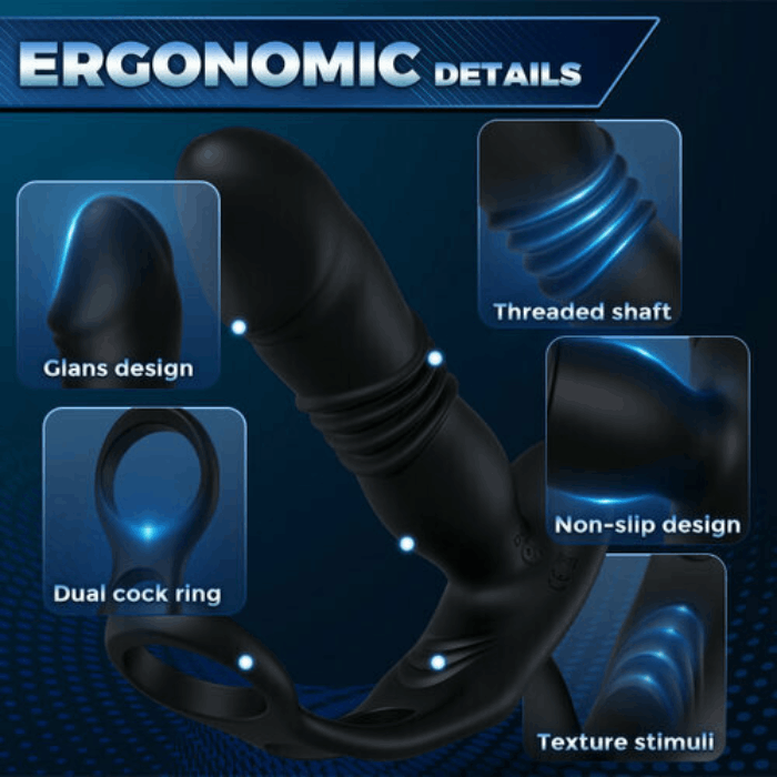 3 Thrusting & 12 Vibrating Cock Rings Prostate Massager