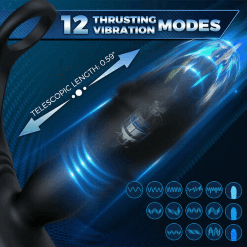 3 Thrusting & 12 Vibrating Cock Rings Prostate Massager