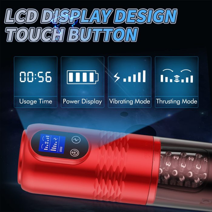 LCD Display 10 Vibrating & 6 Thrusting Modes Automatic Male Masturbators