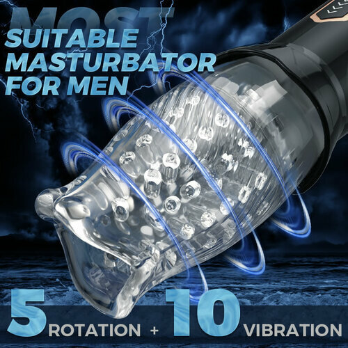 TORNADO Male Masturbator 5-Frequency Rotation 10 Speeds Vibration Oral Sex Cup