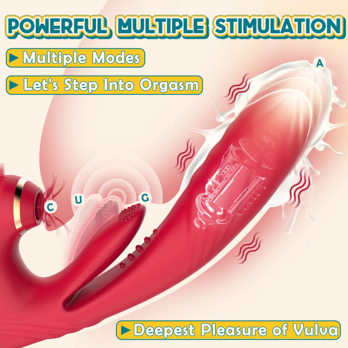 3 Thrusting Vibrating & 10 Pulsating & 7 Sucking 10.4inch Vibrators with Heating Adult Toy, Triple Action Sex Toy G-Spot & Clitoris Stimulator