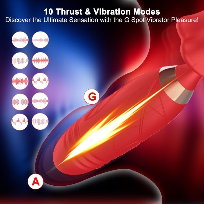 10 Vibration Thrusting & 10 Kissing Biting Modes Thrusting Rose Sex Toy Vibrate