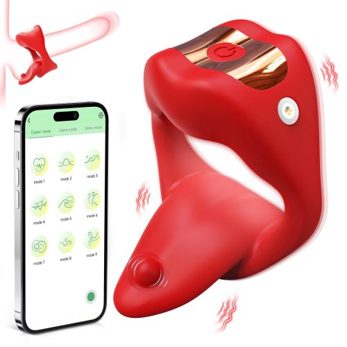 Penis Ring Tongue Design with 9 Vibration Modes Male Couples Sex Toys Clitoral Vibrator