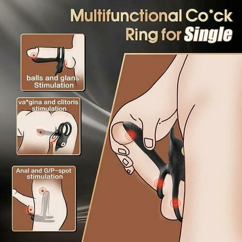 3 in 1 Cock Ring Vibrator, 10 Vibration G Spot and Clitoris Stimulator, Erection Couple Vibrator