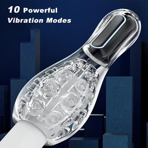 10 Vibration Super Soft Channel Automatic Vibrating Hands Free Male Masturbators Cup