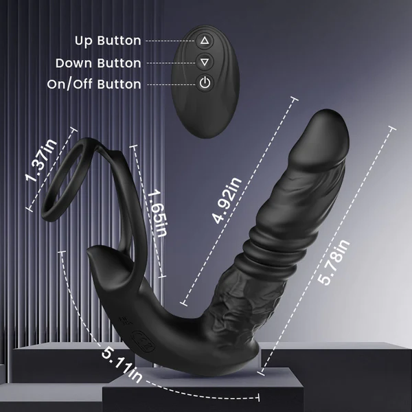 Hellofuntoys™ Bluetooth Remote Control 9 Thrusting Vibrating Prostate Massager with Penis Ring