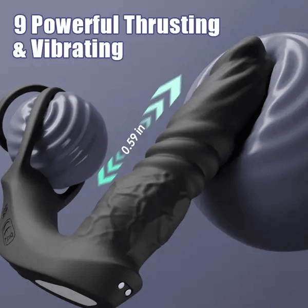 Hellofuntoys™ Bluetooth Remote Control 9 Thrusting Vibrating Prostate Massager with Penis Ring