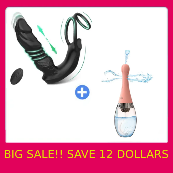 Hellofuntoys™ Bluetooth App Control 9 Vibrating Thrusting Dual Ring Prostate Massager