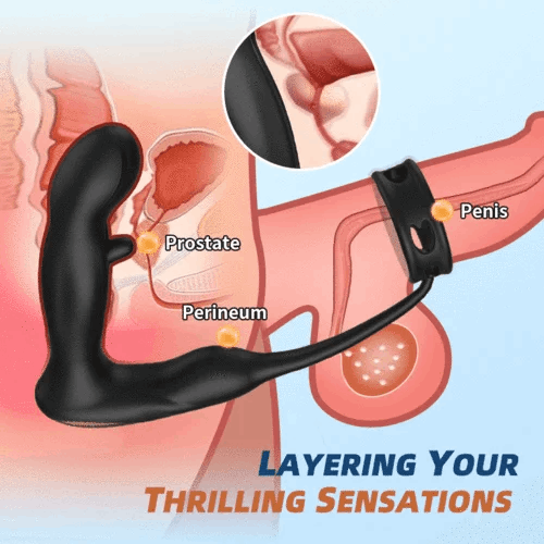 Hellofuntoys™ Hollow Flapping Vibrating Silicone Prostate Massager with Cock Ring