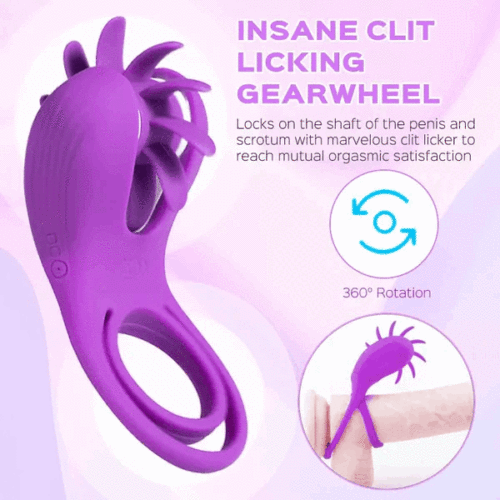 Hellofuntoys & Roxy - Licking Sex Toy & Vibrating Dual Penis Ring
