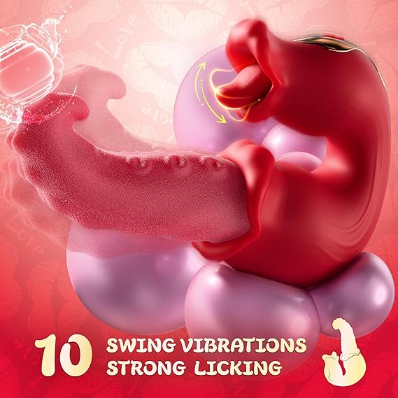 Pre-sale Hellofuntoys™ Rose Sex Toy: 10 Licking & Vibration Modes, G-spot Clit Stimulator& Thrusting Dildo