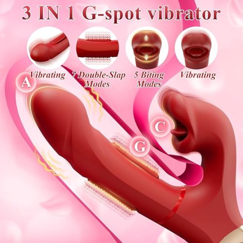 Hellofuntoys™ G Spot Vibrato: 3 in 1 Tongue Rose Clitoral Vibrator, 7 Flapping & 5 Biting Vibration Modes