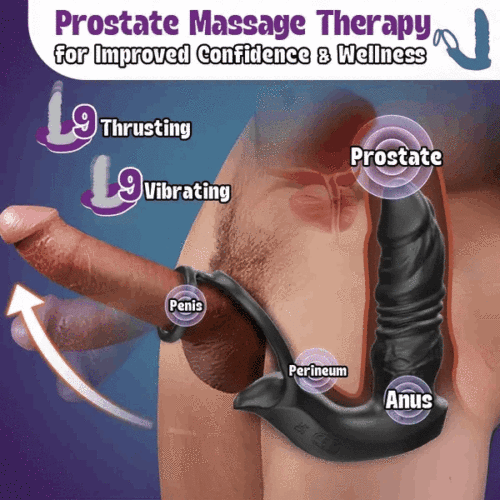😍BIG-SALE😍Hellofuntoys™ Bluetooth App Control 9 Vibrating Thrusting Dual Ring Prostate Massager