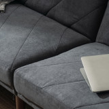 Backrest Recline Degree Three-speed Adjustment Backrest Diamond Stitching Fabric Dual Purpose Sofa Bed Dark Gray 200*86*81cm