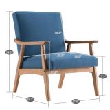 Solid Wood Retro Simple Single Sofa Chair Backrest without Buckle Navy Blue  / Beige (67x72.5x82cm)