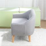 Children's Single Sofa with Sofa Cushion Removable and Washable Linen Gray / Rose Red