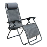 Outdoor Recliner Adjustable Folding Patio Lounge Chair w/Pillows and Cup Holder Trays For Beach Lawn Backyard Pool