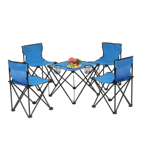 Oxford Cloth Steel Camping Folding Table and Chair Set Blue