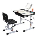 80CM Hand-cranked Lifting Top Can Tilt Children Learning Table And Chair Black (With Reading Stand Without Desk Lamp)