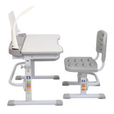 70CM Lifting table top can tilt children's study desk and chair gray (with reading frame and USB lamp)
