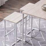 (100 x 60 x 87)cm Oak Simple 87cm High Bar Table and Chairs Set of 5 PVC Paper Lacquered White matte White