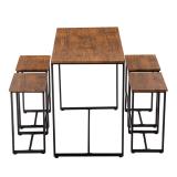 Simple Eucalyptus Pattern 87cm High Bar Table And Chair Set Of 5 [100 x 60 x 87cm]