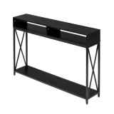 Industrial Style Porch Table Side Cross, 3-layer Black Oak Triamine Board [108*23*76cm]