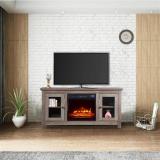 ZOKOP SF03-18G HA114-51 51-Inch Log Cyan Fireplace TV Cabinet 1400W Single Color/Fake Wood/Heating Wire/With Small Remote Control Movement Black