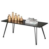 Artisasset Single Layer 1.5cm Thick MDF Desktop Square Pointed Iron Coffee Table Black