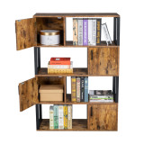 Bookcase with 4 Storage Cabinet, 4 Tier Bookshelf for Living Room, Office, Storage Oraganizer with 4 Cube, Rustic Brown