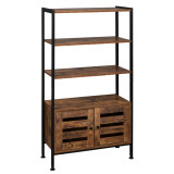 Bookshelf, Storage Cabinet with 3 Shelves and 2 Doors, Industrial Bookcase in Living Room, Study, Bedroom, Multifunctional, Rustic Brown