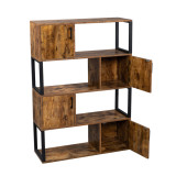 Bookcase with 4 Storage Cabinet, 4 Tier Bookshelf for Living Room, Office, Storage Oraganizer with 4 Cube, Rustic Brown