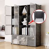 14  x 14  12 Cubes Storage Organizer with Doors - Add Metal Panel, Portable Closet Storage Cube Wardrobe Armoire, DIY Modular Cabinet Shelves, Storage for Clothes, Books, Shoes, Toys