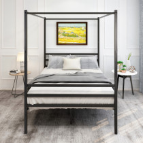 Metal Canopy Bed Frame, Platform Bed Frame Twin with minimalism style Frame, Black, Twin/Full/Queen Size