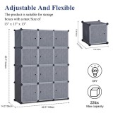 14  x 14  12 Cubes Storage Organizer with Doors - Add Metal Panel, Portable Closet Storage Cube Wardrobe Armoire, DIY Modular Cabinet Shelves, Storage for Clothes, Books, Shoes, Toys
