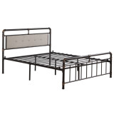 Single-Layer Bed Head and Soft Pull Buckle Bed End Standpipe Water Pipe Bed Full Black Gold-Painted Iron Bed
