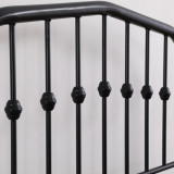 Single-Layer Curved Frame Bed Head and Foot Center Raised Vertical Pipe with Ball Decoration Twin Black Iron Bed