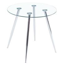 80*80*75cm Round Glass Dining Table Transparent Glass Table Leg Cross Design