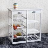 Kitchen & Dining Room Cart 2-Drawer 3-Basket 3-Shelf Storage Rack with Rolling Wheels White
