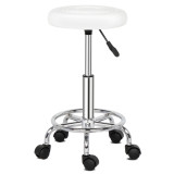 Round Stool with Lines Rotation Bar Stool White