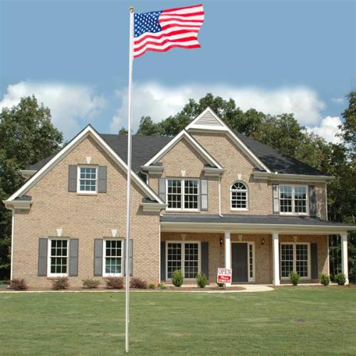 25ft Solemn Outdoor Decoration Sectional Halyard Pole US America Flag Flagpole Kit